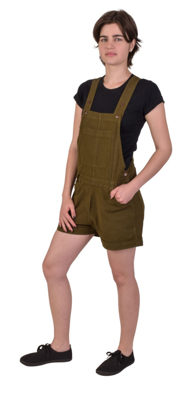 Sanu Babu Kraťasy s laclem khaki zelené, kapsy a knoflíčky S/M , Zelená