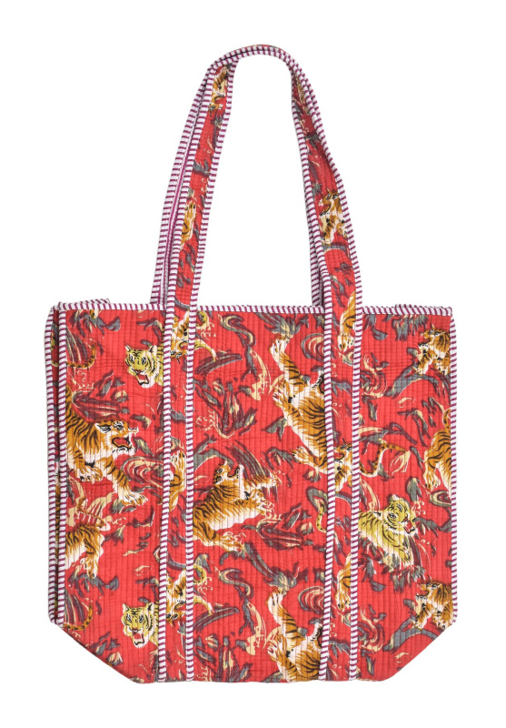 Sanu Babu Velká taška na zip, červená s potiskem, 44x36x14cm + ucha 30cm (7A)