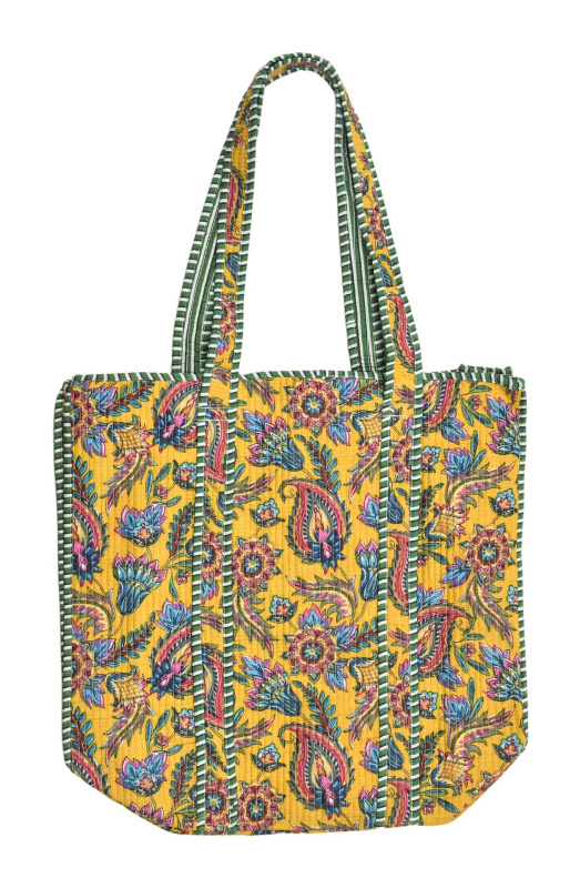 Sanu Babu Velká taška na zip, žlutá s potiskem, 44x36x14cm + ucha 30cm (7G)