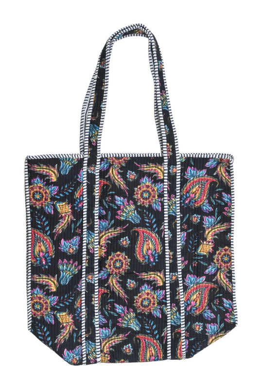 Sanu Babu Velká taška na zip, černá s potiskem, 44x36x14cm + ucha 30cm (7J)