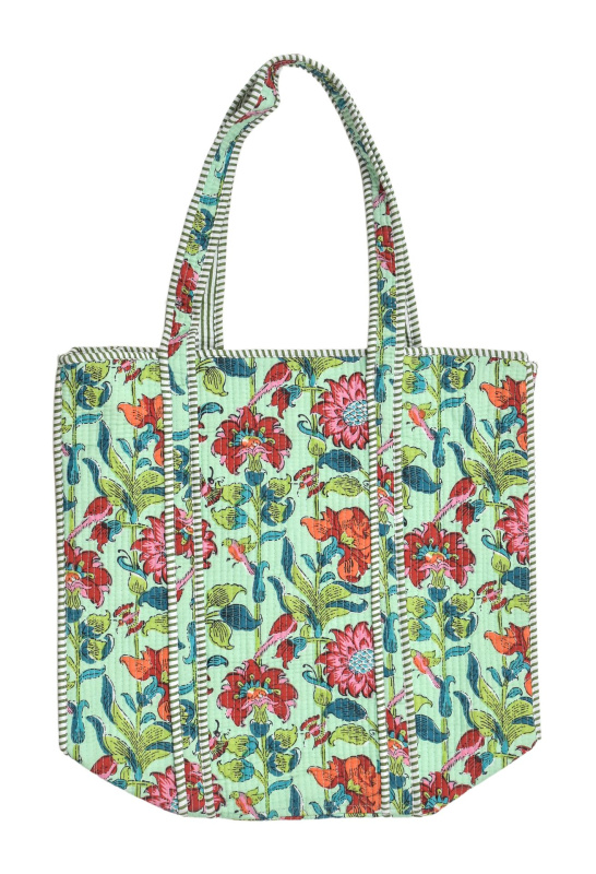 Sanu Babu Velká taška na zip, zelená s potiskem, 44x36x14cm + ucha 30cm (7L)