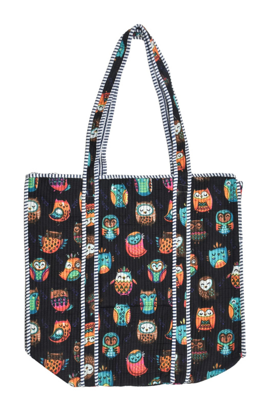 Sanu Babu Velká taška na zip, černá s potiskem, 44x36x14cm + ucha 30cm (7M)