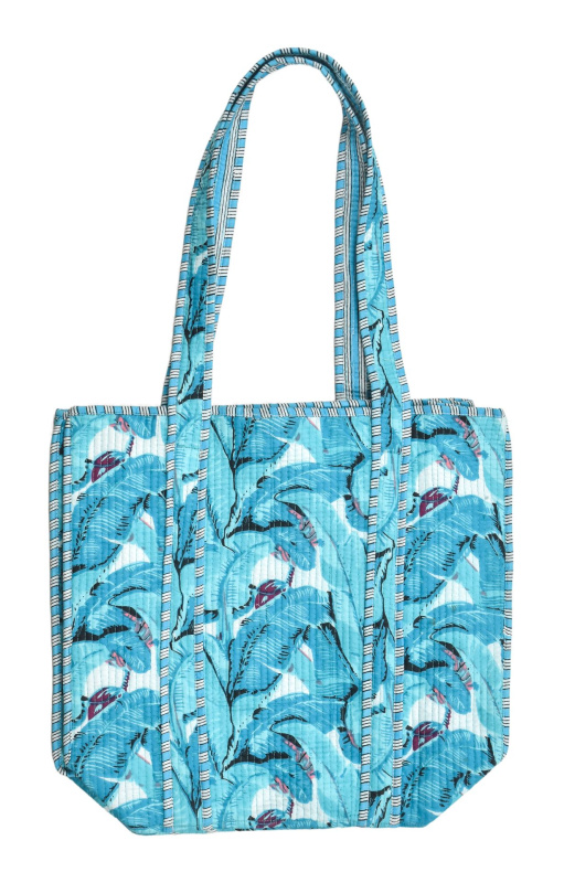 Sanu Babu Velká taška na zip, tyrkysová s potiskem, 40x33x13cm + ucha 33cm (7P)
