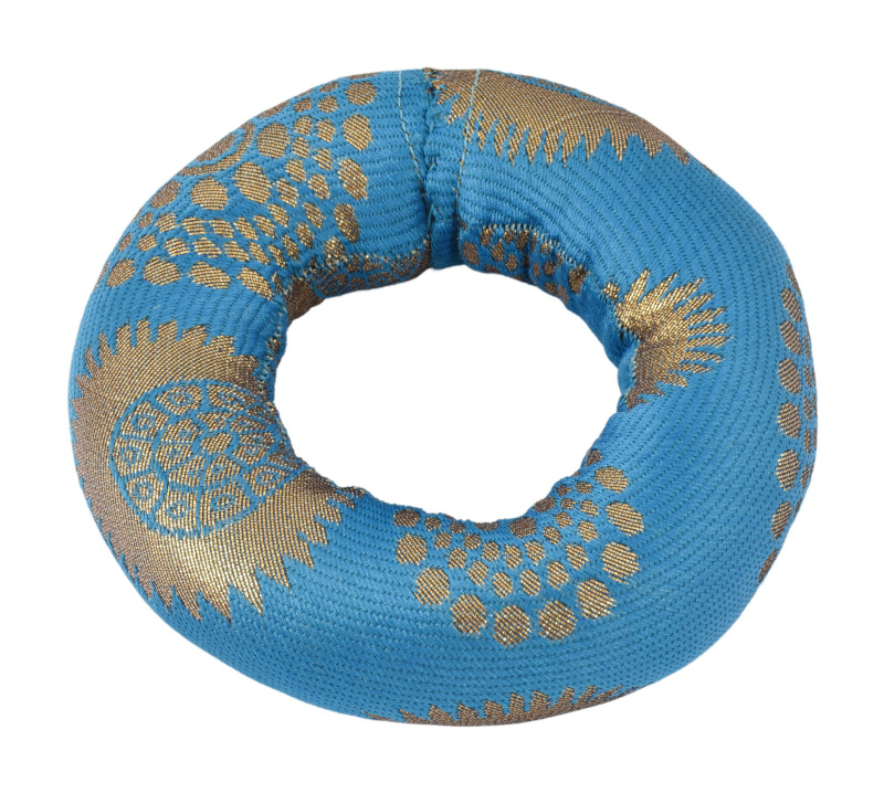 Sanu Babu Podložka pod tibetskou mísu z tyrkysovo-zlatého brokátu, prům.12cm