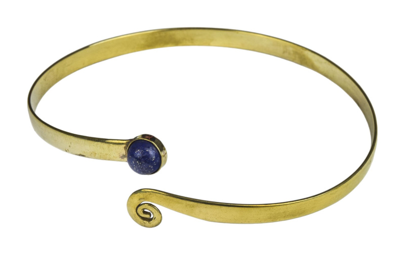 Sanu Babu Náramek na paži s lapis lazuli, zlatá barva, otevřený obvod 27cm (03)