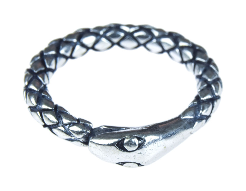 Sanu Babu Prsten, postříbřený (10µm), had Uroboros 59