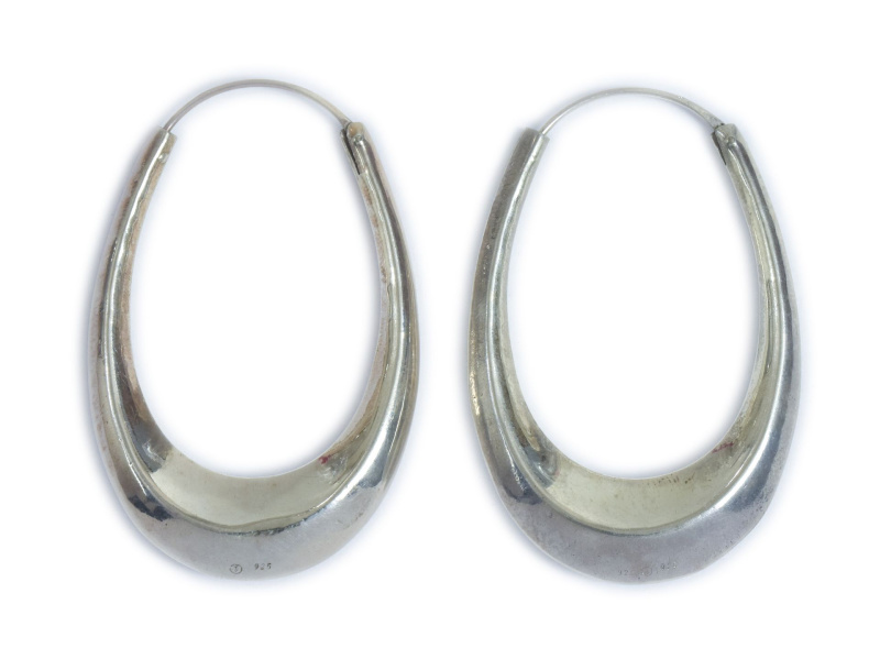 Sanu Babu Stříbrné náušnice oválné 55mm, AG 925/1000, 12g, Nepál Stříbrná