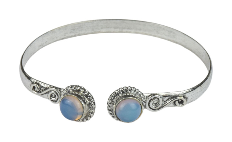 Sanu Babu Náramek s polodrahokamy opalit, otevřený obvod 18cm, postříbřený (10µm)