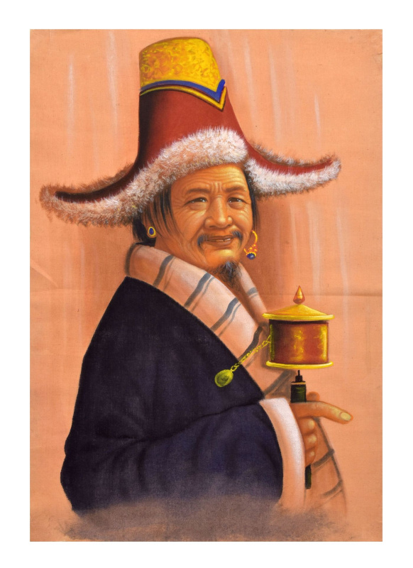 Sanu Babu Ručně malovaný obraz na plátně (bez rámu) Nepál cca 48*72cm (5F)