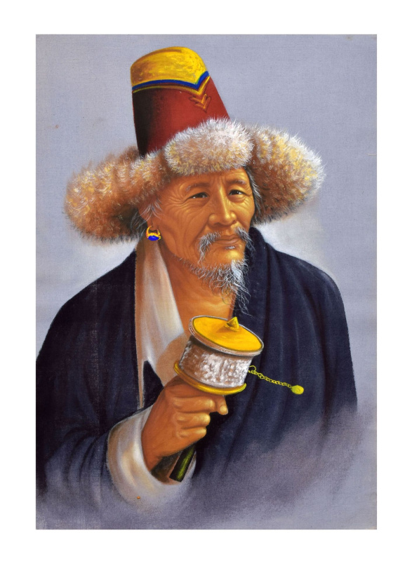 Sanu Babu Ručně malovaný obraz na plátně (bez rámu) Nepál cca 48*72cm (5H)