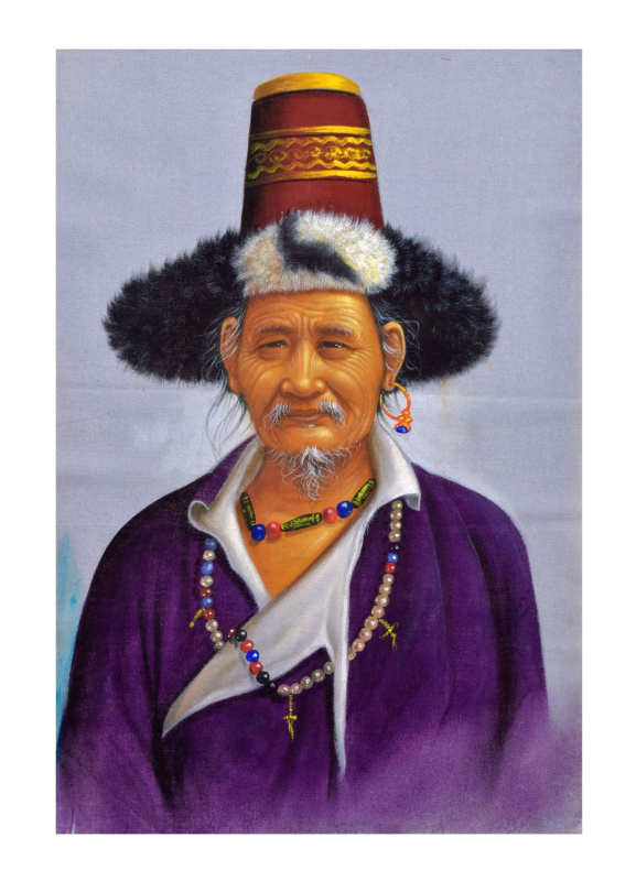 Sanu Babu Ručně malovaný obraz na plátně (bez rámu) Nepál cca 48*72cm (5M)