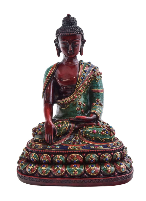 Sanu Babu Buddha Šakjamuni, socha zdobená polodrahokamy, 32cm