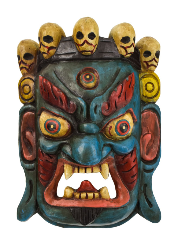 Sanu Babu Bhairab, dřevěná maska, ručně malovaná, 27cm