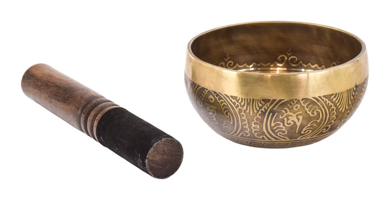 Sanu Babu Tibetská mísa, "Gulpa", G, gravírovaná s designem, průměr 13cm (74)
