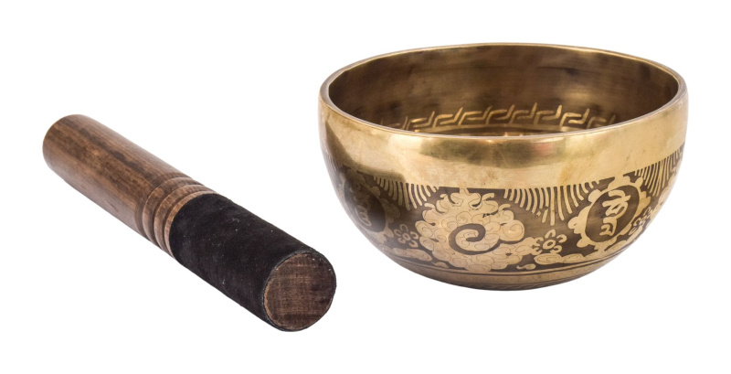 Sanu Babu Tibetská mísa, "Gulpa", A, gravírovaná s designem, průměr 13cm (66)