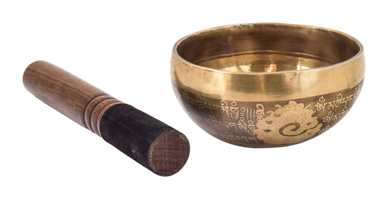 Sanu Babu Tibetská mísa, "Gulpa", B, gravírovaná s designem, průměr 12cm