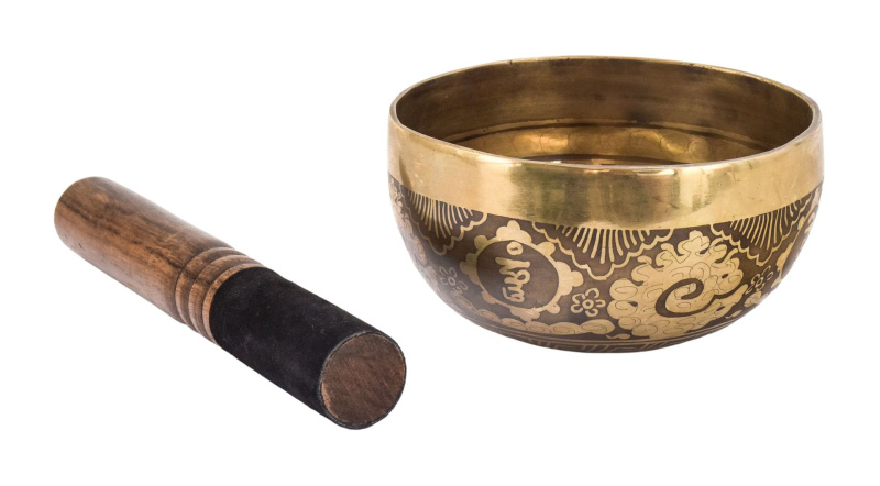 Sanu Babu Tibetská mísa, "Gulpa", G, gravírovaná s designem, průměr 13cm (59)