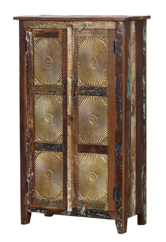 Sanu Babu Skříň z recyklovaného dřeva, mosazné kování, 82x40x140cm