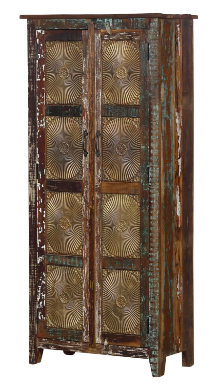 Sanu Babu Skříň z recyklovaného dřeva, mosazné kování, 82x40x180cm