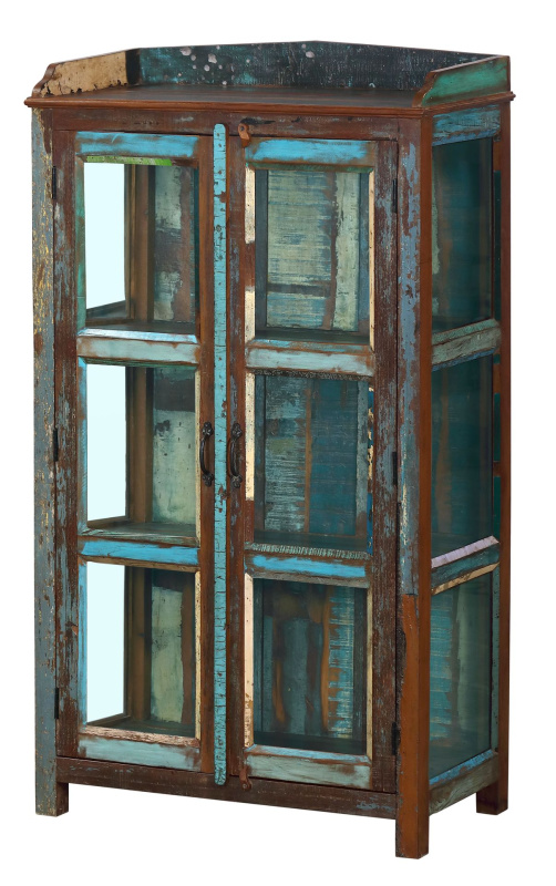 Sanu Babu Prosklená skříňka z recyklovaného dřeva, 90x45x160cm