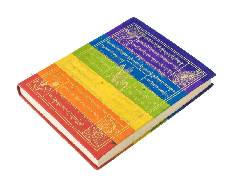 Sanu Babu Notes duhový se zlatým potiskem, ruční rýžový papír 16x3x20cm, 60 listů