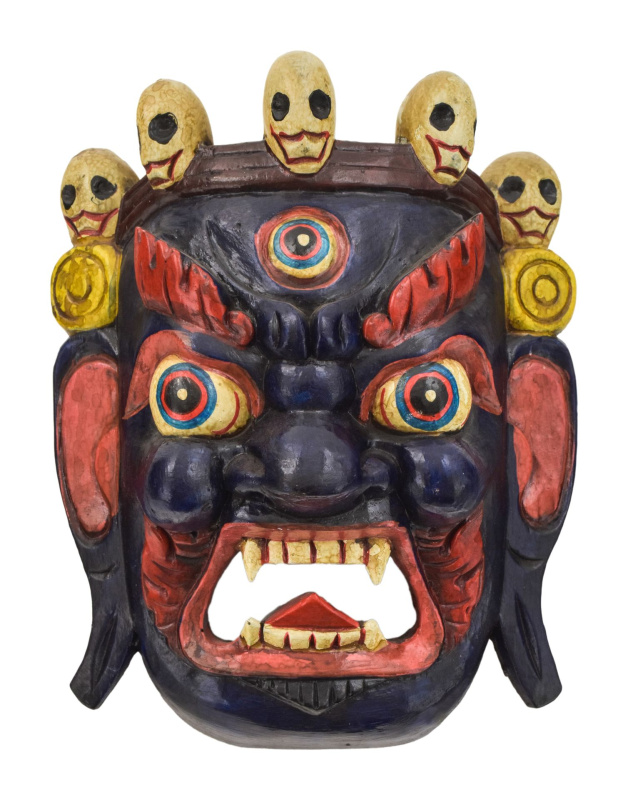 Sanu Babu Dřevěná ručně malovaná maska "Bhairab", 20x23cm (8D)