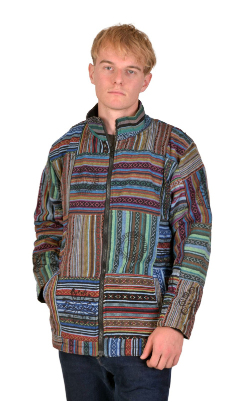 Sanu Babu Bunda se stojáčkem, Ghari, barevná, fleece podšívka, zapínání na zip a kapsy (6E) XL , Modrá
