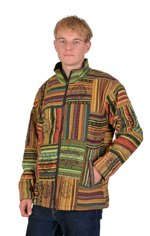Sanu Babu Bunda se stojáčkem, Ghari, barevná, fleece podšívka, zapínání na zip a kapsy (6F) XXL , Žlutá