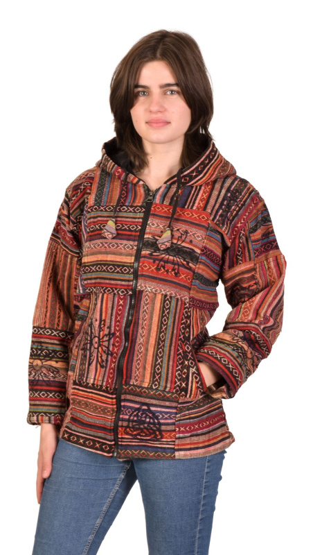 Sanu Babu Bunda s kapucí Ghari, barevná, fleece podšívka, zapínání na zip a kapsy (6G) M , Růžová