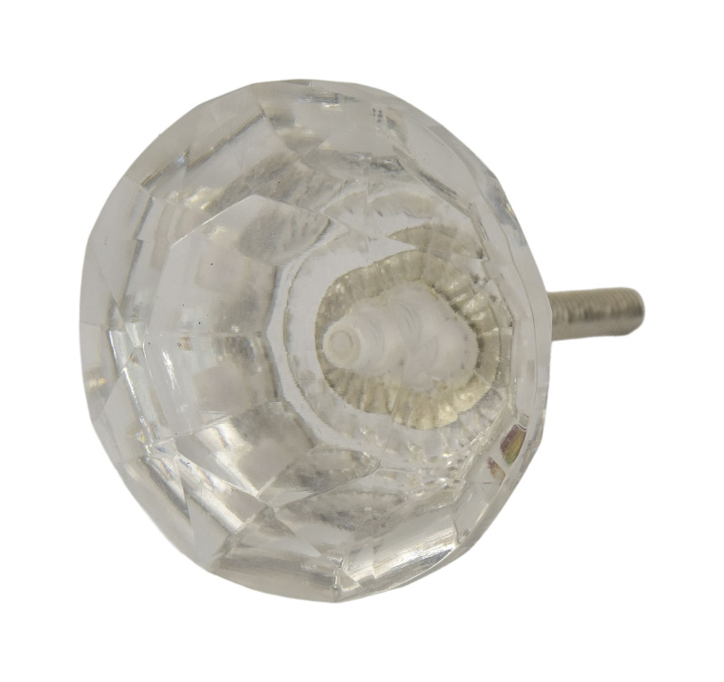 Sanu Babu Skleněná úchytka na šuplík, průměr 4cm, kovový závit 4,5cm dlouhý