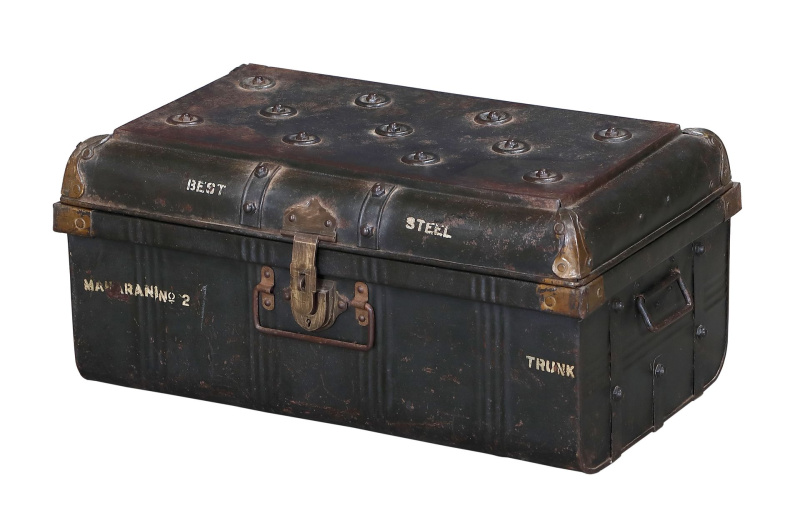 Sanu Babu Plechový kufr, staré příruční zavazadlo, 70x43x33cm