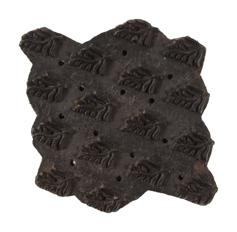 Sanu Babu Antik dřevěná raznice na tisk přehozů s indickým motivem, block print, 15x8x16cm (XD)