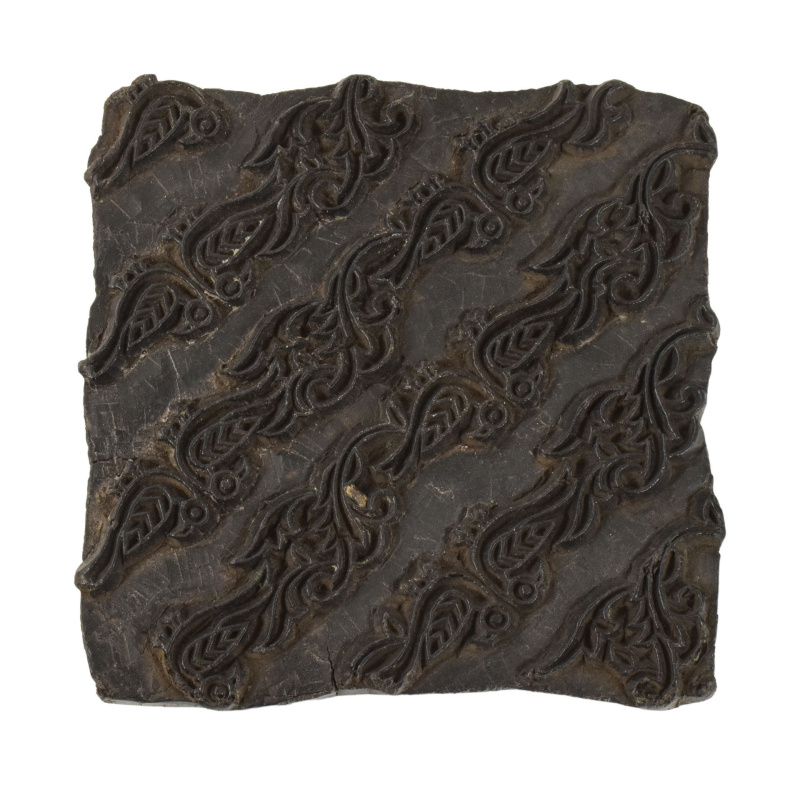 Sanu Babu Antik dřevěná raznice na tisk přehozů s indickým motivem, block print, 15x8x15cm (XF)