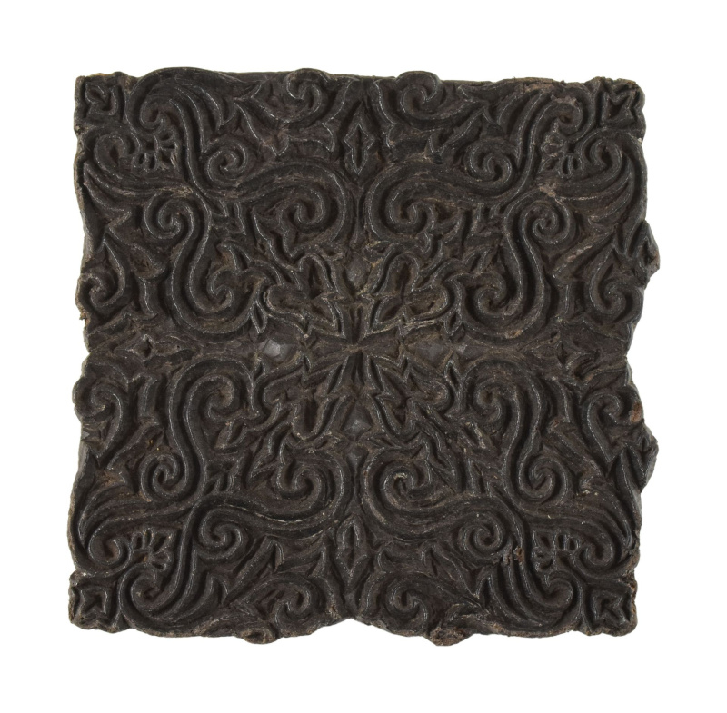 Sanu Babu Antik dřevěná raznice na tisk přehozů s indickým motivem, block print, 14x7x15cm