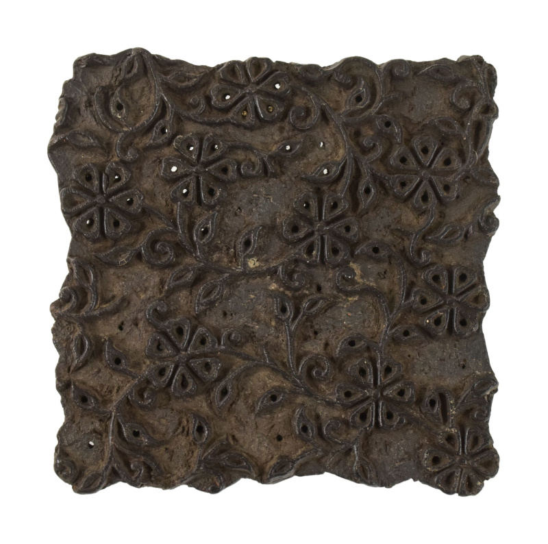 Sanu Babu Antik dřevěná raznice na tisk přehozů s indickým motivem, block print, 15x7x16cm