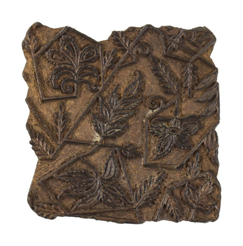 Sanu Babu Antik dřevěná raznice na tisk přehozů s indickým motivem, block print, 14x8x16cm