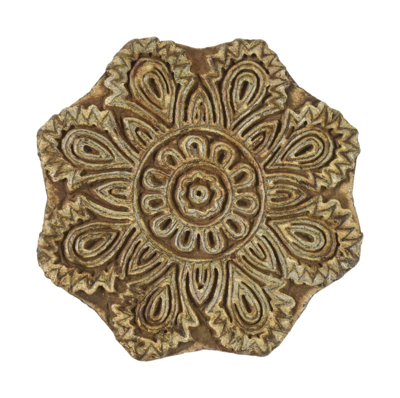 Sanu Babu Antik dřevěná raznice na tisk přehozů s indickým motivem, block print, 13x7x14cm