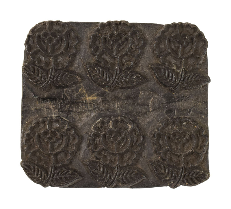 Sanu Babu Antik dřevěná raznice na tisk přehozů s indickým motivem, block print, 12x6x12cm