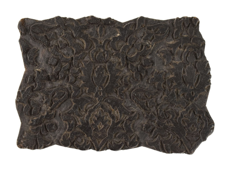 Sanu Babu Antik dřevěná raznice na tisk přehozů s indickým motivem, block print, 21x8x14cm