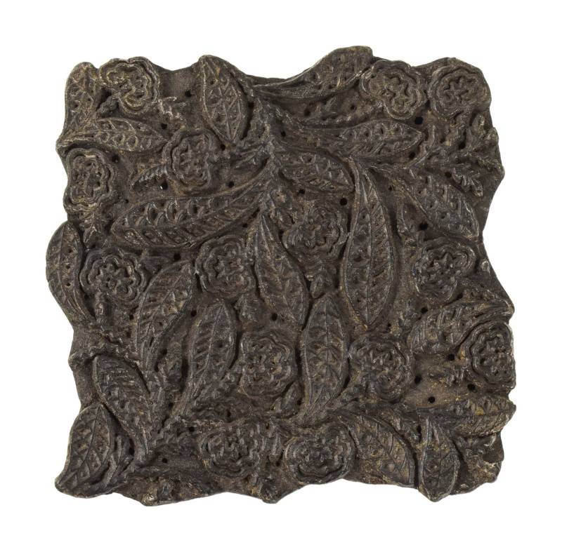 Sanu Babu Antik dřevěná raznice na tisk přehozů s indickým motivem, block print, 16x8x18cm