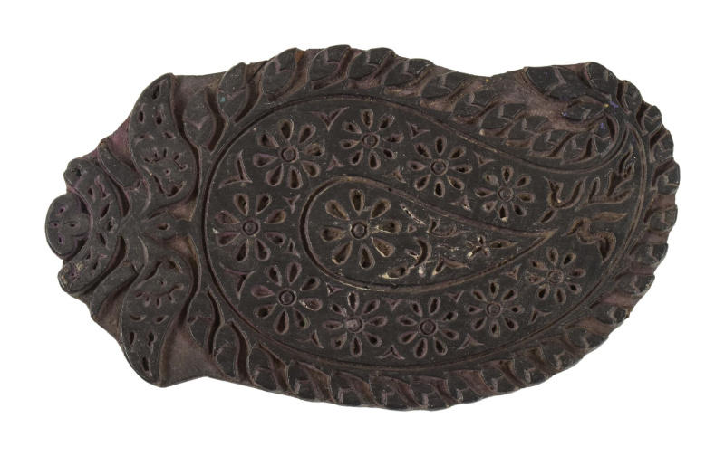 Sanu Babu Antik dřevěná raznice na tisk přehozů s indickým motivem, block print, 17x7x14cm