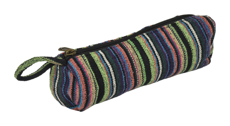 Sanu Babu Penál bavlněný, ghari barevné proužky, zapínání na zip, 20x7cm (3A)