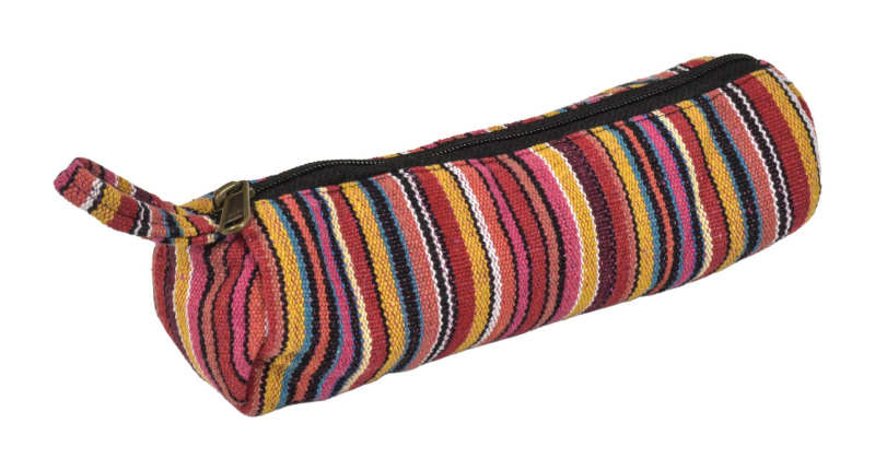 Sanu Babu Penál bavlněný, ghari barevné proužky, zapínání na zip, 20x7cm (3C)