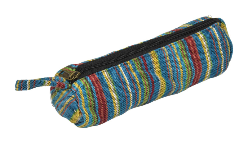 Sanu Babu Penál bavlněný, ghari barevné proužky, zapínání na zip, 20x7cm (3D)