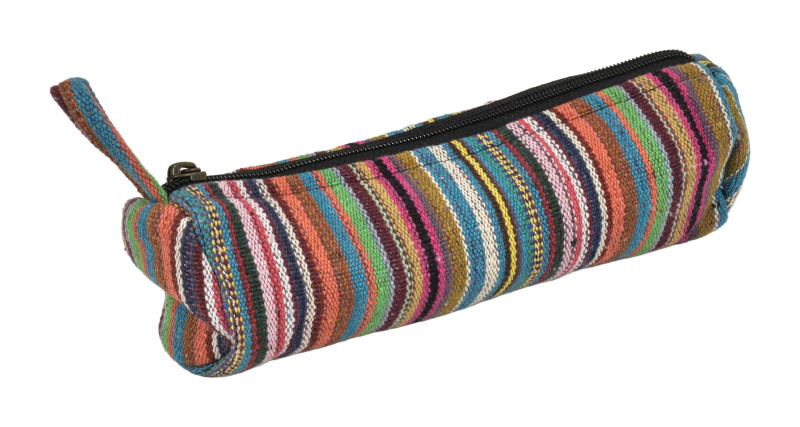 Sanu Babu Penál bavlněný, ghari barevné proužky, zapínání na zip, 20x7cm (3E)
