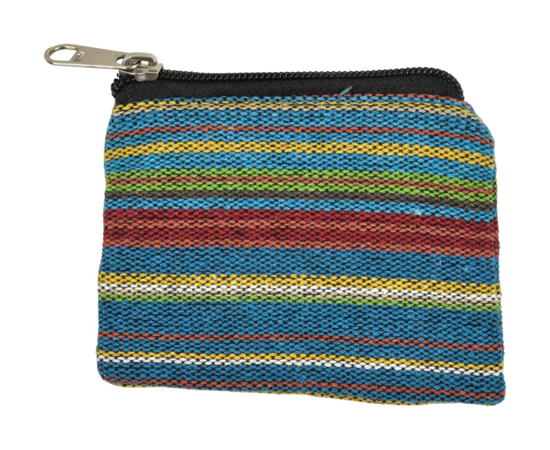 Sanu Babu Malá bavlněná peněženka na drobné, "ghari barevné proužky", zip, 11x9cm (ZB)