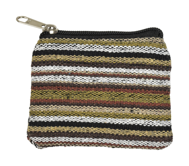 Sanu Babu Malá bavlněná peněženka na drobné, "ghari barevné proužky", zip, 11x9cm (ZC)