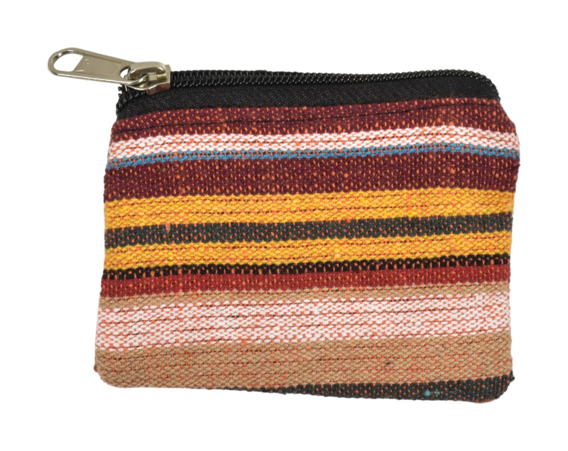 Sanu Babu Malá bavlněná peněženka na drobné, "ghari barevné proužky", zip, 11x9cm (ZD)