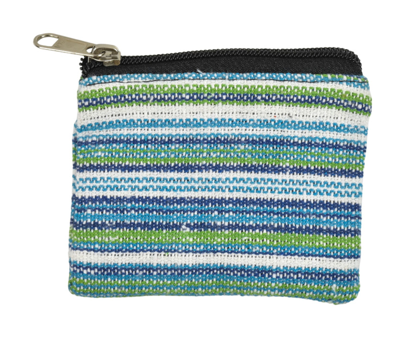 Sanu Babu Malá bavlněná peněženka na drobné, "ghari barevné proužky", zip, 11x9cm (ZF)