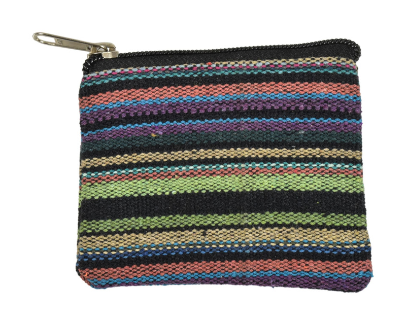 Sanu Babu Malá bavlněná peněženka na drobné, "ghari barevné proužky", zip, 11x9cm (ZG)